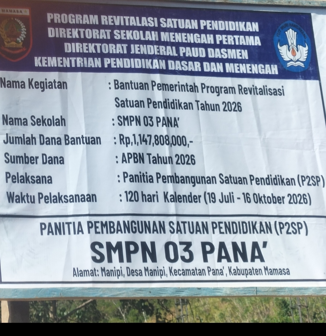 Revitalisasi SMP 3 Panak Rp1,14 Miliar Disorot, Bestek Tak Dapat Ditunjukkan, Galian Pondasi Dipertanyakan dudukperkara.com